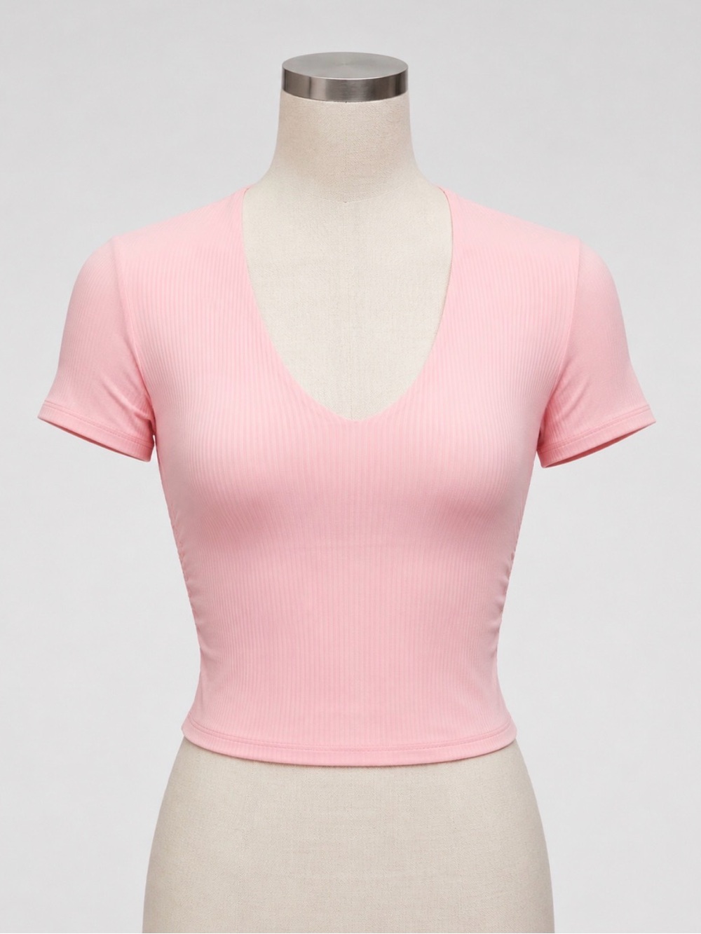 Lululemon All it Takes Nulu Ribbed V-Neck Crop Top - Pink Pearl